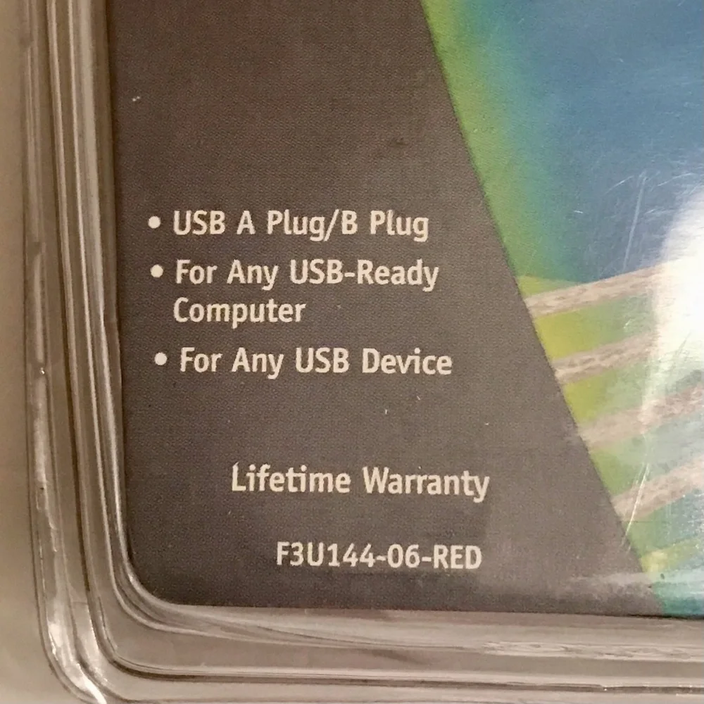 Belkin USB Red Lighted Cable - 6 feet -F3U144-06-RED - New in box.
